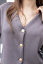 Women's Lycra Modal Silky Fabric Off-Shoulder V-Neck Buttoned Jacket Cardigan-Grey - 4
