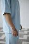 Men's Baby Blue Ottoman Ribbed Oversize T-Shirt Shorts Set - 5