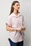 Women's Large Size Short Sleeve Linen Shirt 2524 Pink - 2