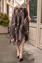 Women's Chiffon Eight-Piece Lined Midi Length Asymmetrical Skirt - Brown Tile - 3