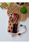 iPhone 16 Compatible Shine Charm Leopard Design Flexible Silicone Case with Toy