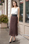 Women's Lined Lace-Tulle High Waist Slim Fit Long Below Knee Fish Cut Skirt-Coffee Pattern - 6
