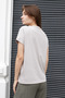 Women's Silky Soft Fabric Wide Crew Neck Tshirt Blouse with Front Window and Side Slits - Stone - 4