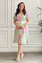 Angel Sleeve V-Neck Patterned Viscon Dress - 4