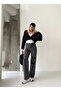 High Waist Double Knee Laser Ripped Wide Leg Jeans