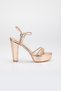Women's High Thick Heeled Stone Evening Dress Platform Rose Mirror Shoes - 4