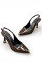 Women's Brown Patent Leather Medium Heel Stiletto Toe Buckle New Season F602 - 7