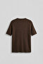 Men's Regular Fit Premium Ribbed Knit T-Shirt Brown - 2
