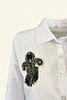 Black Beaded Tassel Embellished Oversize White Shirt - 6
