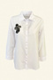 Black Beaded Tassel Embellished Oversize White Shirt - 3