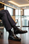 Black Patent Leather Genuine Leather Men's Casual Shoes 986 m - 2