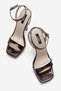 Women's Brown Patent Leather Platform Heeled Sandals 12 cm Single Strap Evening Dress Shoes - 5