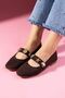 Marina Brown Suede Sea Shell Star Accessory Strap Ballerinas - 3