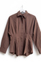 Women's Brown Shock Waist-Slit Long Sleeve Shirt - 3