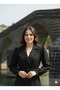 Classic Elegance: Black and Beige Blazer Jacket with Belt Detail - 3