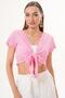 Women's Front-Tie Short Sleeve Wrinkled Bolero 260087 -