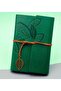 Green Leather Cover Leaf Patterned Notepad
