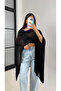 Black Md Equivalent Design Knitwear Cape Shawl - 5241