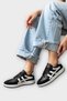 Unisex Casual Sports Shoes with Side Stripes and Laces Black - White - 2