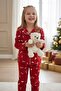 My Little One's Suede Girls' Pajama Set with Pine Tree Pattern - Red - 2