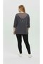 Women's Plus Size V-Back Tulle and Stone Print Detailed Three-Quarter Sleeve Blouse 2028-26 - 5
