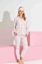 My Little One's Thermal Fabric Heart Patterned Girls' Pajama Set - White - 3