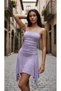 Women's Strappy Slim Stylish Ruffled Mini Skirt Summer Lilac Dress - 3