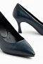 Women's Navy Blue Skin Genuine Leather Pointed Heeled Stiletto - 3
