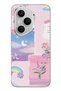 Honor 400 Pro Compatible Pastel Floral Moon and Rainbow Pattern Transparent Phone Case