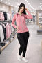 Women's Pink-Black Combination Tracksuit Set - 2
