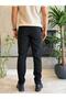 Men's Slim Fit Elastic Waist and Lace-Up Linen Trousers Black Eca063 - 4