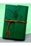 Green Leather Cover Leaf Patterned Notepad - 3