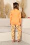 My Little Chick's Cute Chick Printed Girls' Pajama Set - Orange - 2