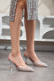 Santorini Women's Stiletto Stone Pointed Toe Open Back Evening Dress Heeled Shoes - 2