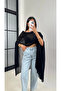 Black Md Equivalent Design Knitwear Cape Shawl - 5241 - 4