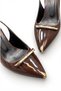 Women's Brown Patent Leather Medium Heel Stiletto with Metal Buckle New Season F601 - 9