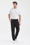 Men's Black Zipper Pocket Elastic Waist Diving Fabric Straight Leg Comfortable Cotton Jogger Sweatpants - 3