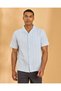 Men Blue Dobby Resort Shirt - 6