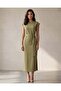 Women Pale Green Plain Front Tie Jersey Dress - 2
