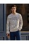 Men Ivory Crew Neck Allover Print Sweatshirt