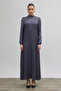 Jacquard Dress with Side Tie Detail - Gray
