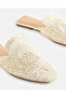 Women Beige Raffia Mules - 4