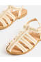 Girls Beige Crochet Fisherman Sandals - 3