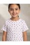 Girls White Floral Allover Print Rib T-Shirt with Frill Details - 6