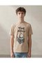 Senior Boys Beige Graphic Short Sleeve T-Shirt - 4