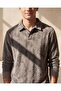 Men Pale Blue Allover Print Collar Front Buttoned Sweatshirt - 5