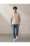 Men’s Beige Jacquard Short Sleeve Resort Shirt - 5