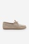 Women's Oval Toe Genuine Leather Lace-Up Moccasin Drawstring Loafer Casual Shoes Rudez Beige Suede - 3