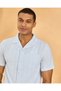 Men Blue Dobby Resort Shirt - 4