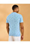 Men Blue Standup Collar Polo Shirt - 3